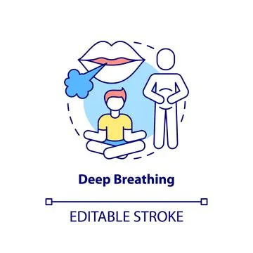 Deep breathing concept icon Stock Illustration