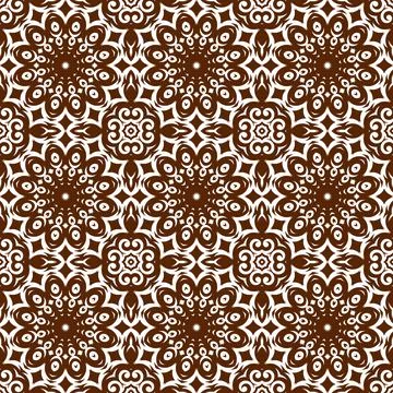 Deep brown color seamless pattern with mandala.Mandala Background. Stock Illustration