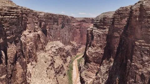Deep canyon and cliffs Little Colorado river, northern Arizona, aerial view Video stock 303296990