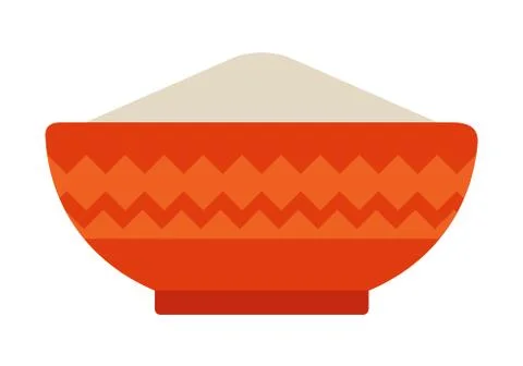 Deep ceramic bowl with flour flat icon vector isolated Ilustración de archivo