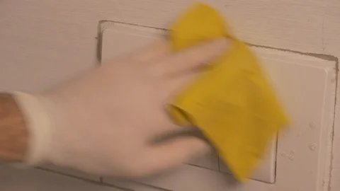 Deep cleaning of toilet flushing surface Stock Footage 125429793