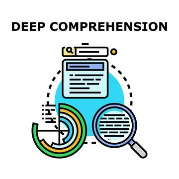 Deep comprehension process understanding information data analysis Stock Illustration