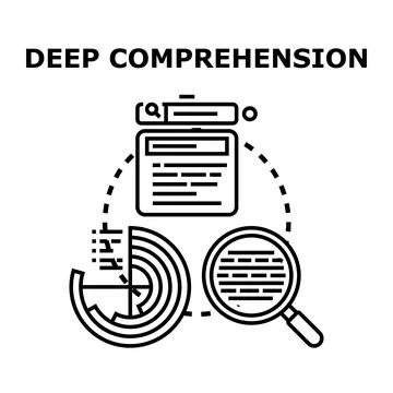 Deep comprehension process understanding information data analysis Stock Illustration