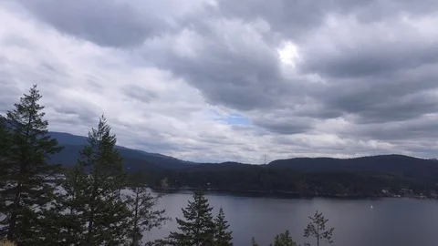Deep Cove View from Top Hiking - Cloudy Day, North Vancouver, BC Stock-Footage 91368189