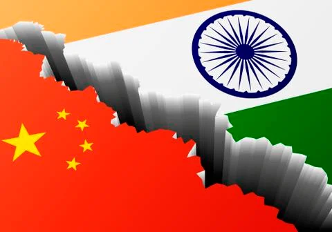 Deep Crack China India Stock Illustration