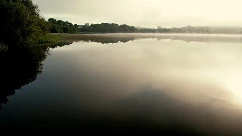 Deep Dark Lake with Mist County Fermanagh Northern Ireland Stock Footage 98255177