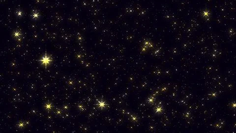 Deep dark space background with glowing golden stars Stock Illustration