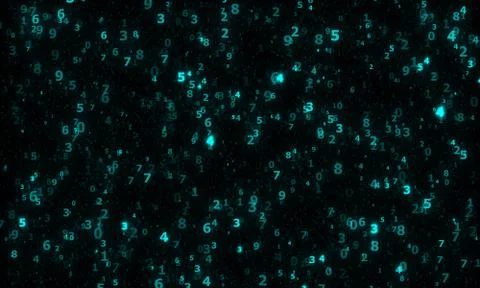 Deep digital space with the sparkling numbers Stock Illustration