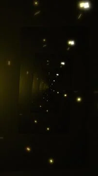 Deep digital tunnel of glowing yellow square lights Stock-Illustration