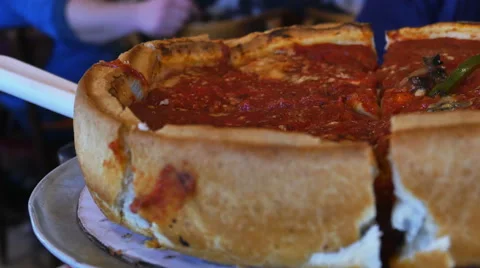 Deep Dish Pizza Ready to Be Served, 4K Stock Footage 60112869