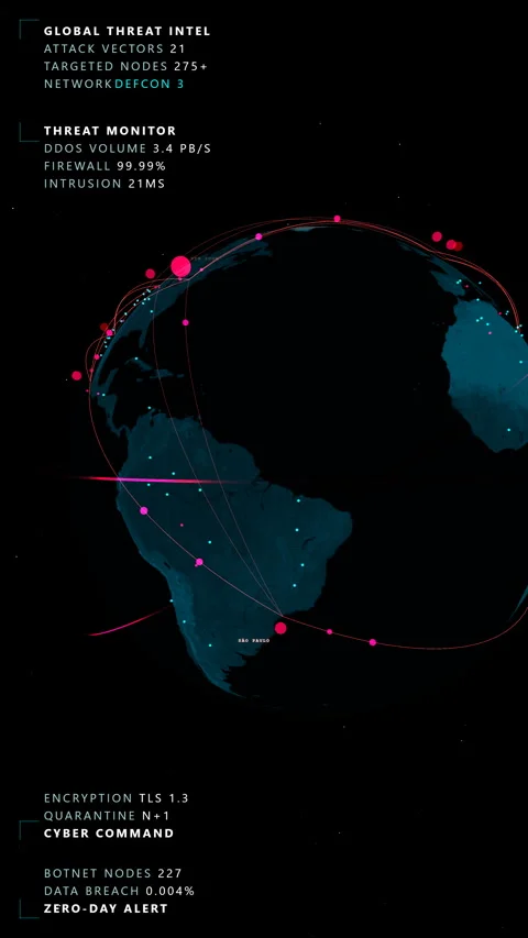 Deep downward plunge into a vertical cyber-security hologram, Vertical 9:16 4K Stock Footage 339091715