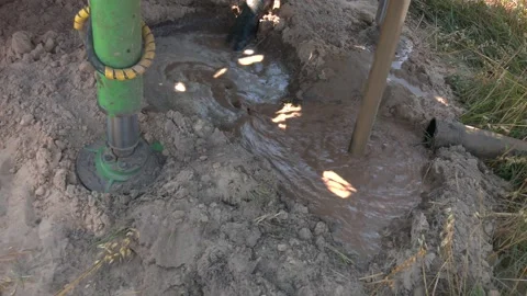 Deep drilling. Water Well Drilling Stock Footage 296086803