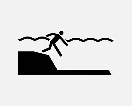 Deep End Pool Icon Sudden Drop Water Level Warning Danger Icon Sign Vector Illustrazione stock