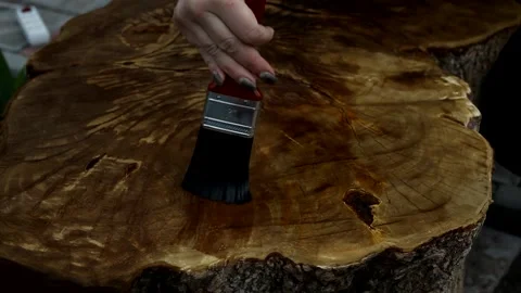 Deep etching of wood before painting. Stock Footage 154762960