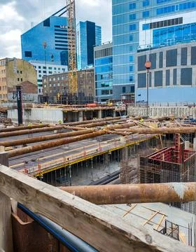 Deep Excavation and Foundation Work on a Construction Site in Tallinn, Estonia Stock Photos