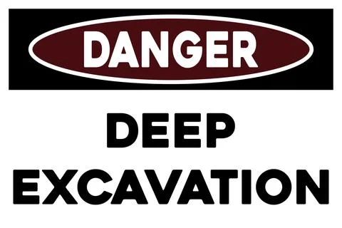 Deep excavation warning sign Stock Illustration