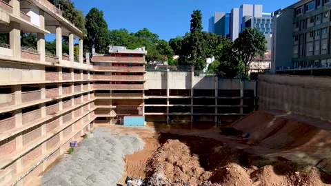 Deep excavations for constructing corporate office tower. Stock Footage 170317663