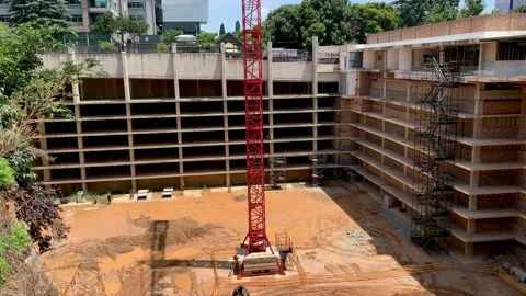 Deep excavations for foundation of new building being constructed. Stock Footage 169458918