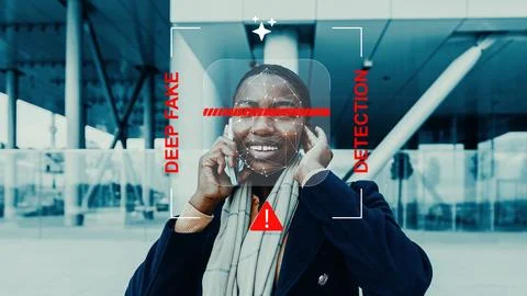 Deep fake detection in a technological environment during daytime with a person Stock Photos