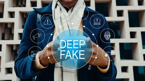 Deep fake technology and its impact on society in modern urban setting Stock Photos