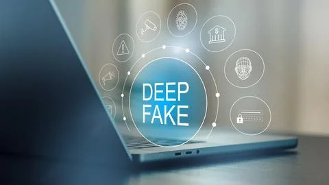 Deep fake technology raises concerns about authenticity and security in digital Stock Photos