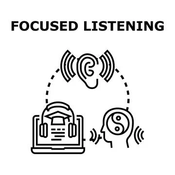 Deep focused listening and understanding with mindful learning Stock Illustration