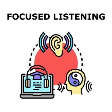 Deep focused listening and understanding with mindful learning Stock Illustration