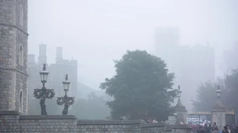 Deep fog over Windsor Castle in England Stock Footage 70730018