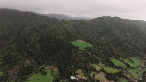 Deep forest and green valleys Sao Miguel Azores - Aerial view Stock Footage 330964061