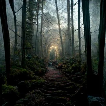 Deep Forest Path Illustrazione stock