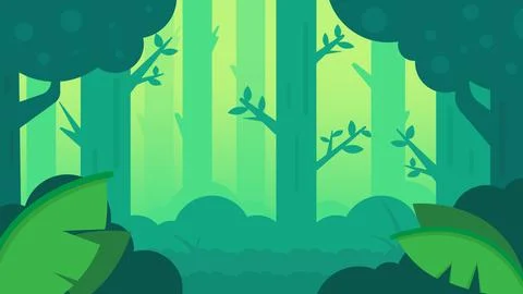 Deep forest scene with mist. Stock Illustration