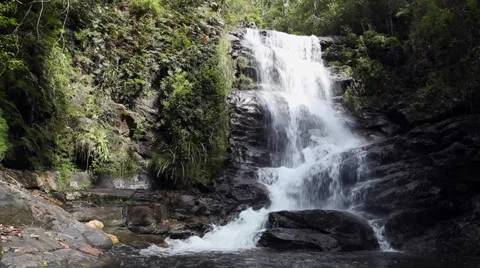 Deep forest waterfall in Matutu, Minas Gerais, Brazil Video stock 37337127