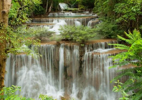 Deep forest waterfall Stock Photos