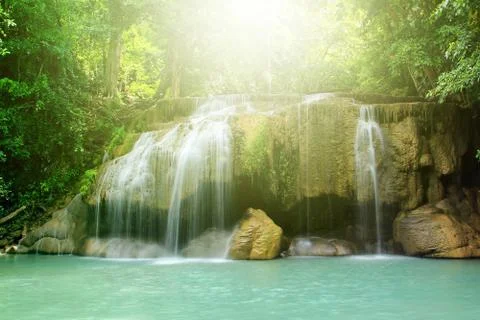 Deep forest waterfall Foto stock