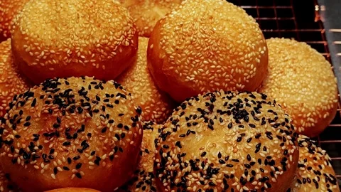 Deep fried black and white sesame ball. Stock Footage 306924386