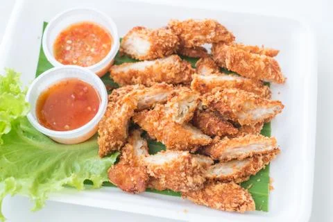 Deep fried breaded chicken ( chicken breast ) Stock Photos