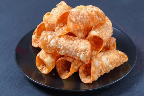 Deep fried cannoli prepared for stuffing Stock Photos