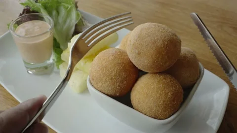 Deep fried cheese balls close up. Stock Footage 234196696