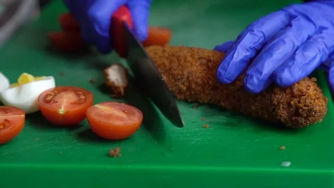 Deep Fried Chicken Cut Stock Footage 120072004