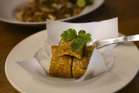 Deep Fried Crab Meat Rolls Stock Photos