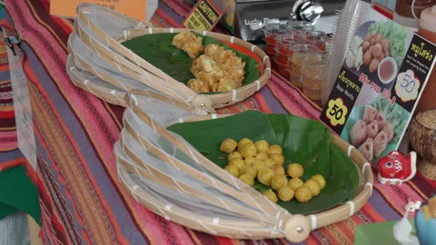 Deep fried crispy pork wonton, Thai style Stock Footage 244374690