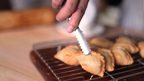 Deep fried of Curry puff pastry. Stock Footage 135888107