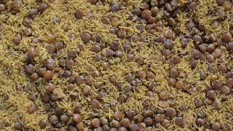 Deep fried Dal moth sev spicy Indian snack Stock Footage 152199356