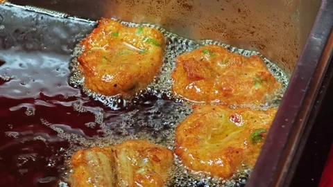 Deep fried fish cake. Asian food style. Stock Footage 306924352