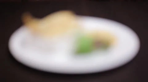 Deep-fried fish with vegetables Stock Footage 62405640