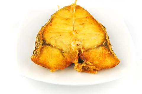 Deep fried fish on white background Stock Photos