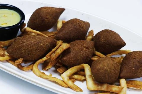 Deep fried lamb kibbeh or kebbeh, popular middle eastern arabic lebanese sn.. Stock Photos