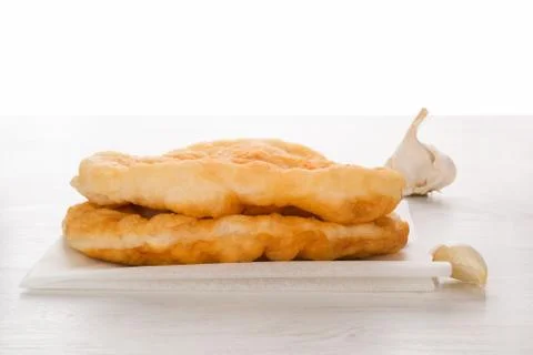 Deep fried langos speciality. Stock Photos