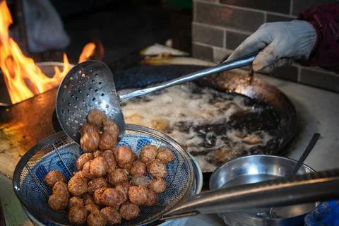Deep-fried meat balls Stock Photos