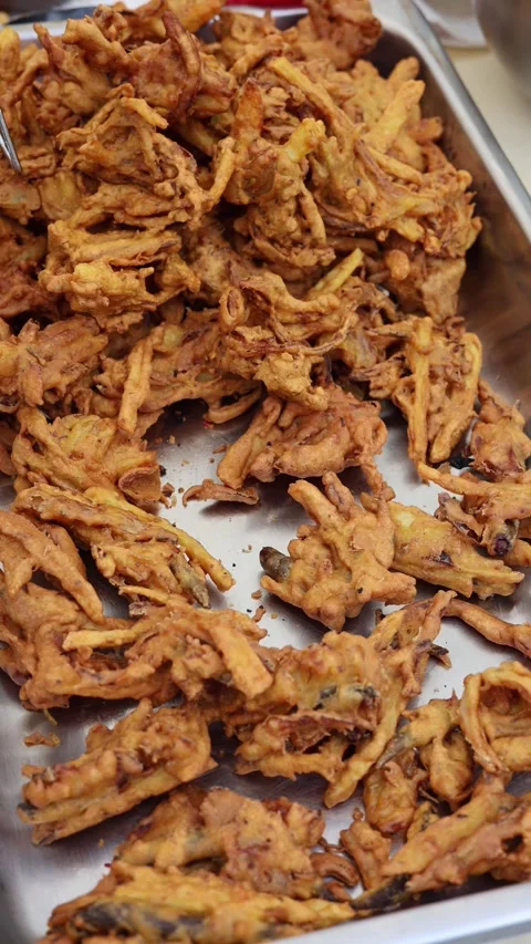 Deep fried meat vertical video Stock Footage 287119477